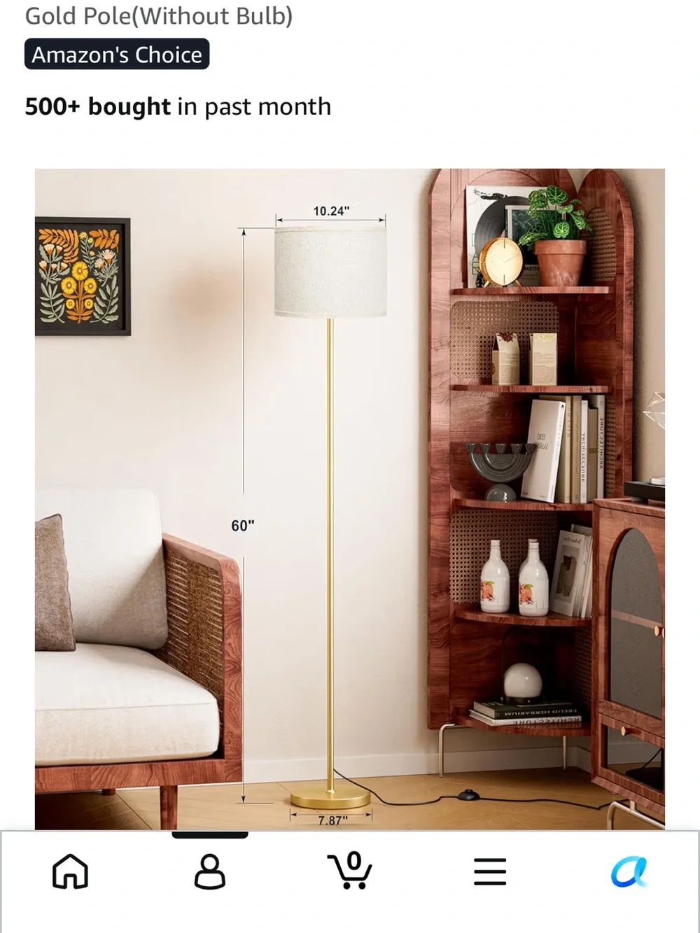 Gold Floor Lamp with Beige Shade - Modern Home Accent